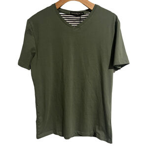 V-Neck Short Sleeve Dress Shirt - Olive